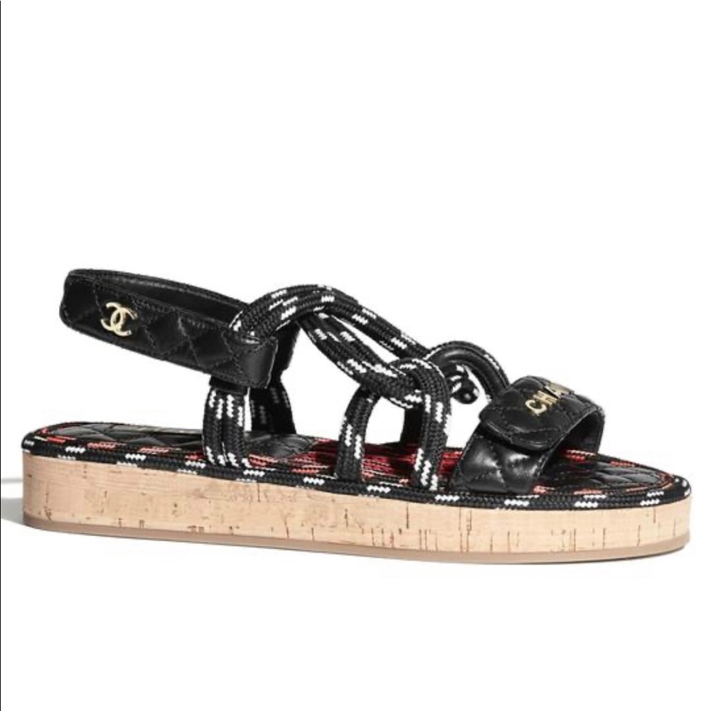 CHANEL DAD SANDALS ROPE SANDALS CC LOGO